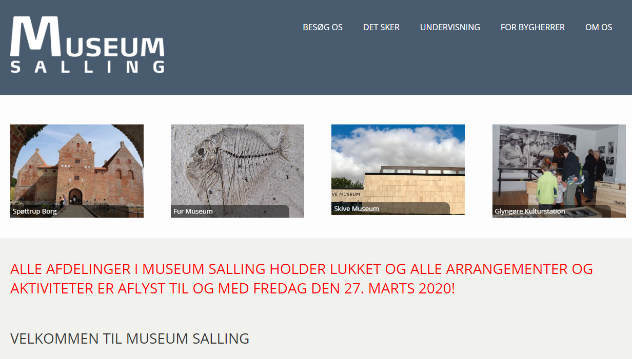 Forside på Museum Sallings hjemmeside